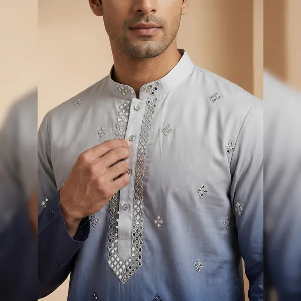 Blue_Fendi_Silk_Salwar_Kurta_For_Men