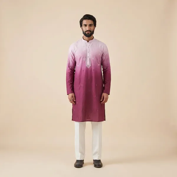 Pink_Fendi_Silk_Salwar_Kurta_For_Men
