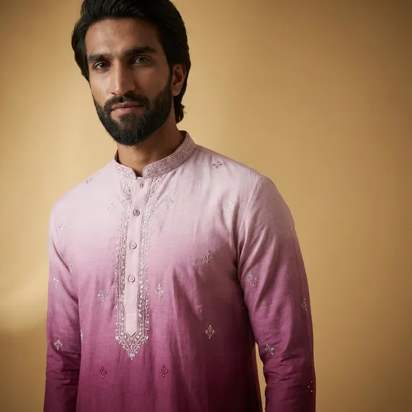 Pink_Fendi_Silk_Salwar_Kurta_For_Men