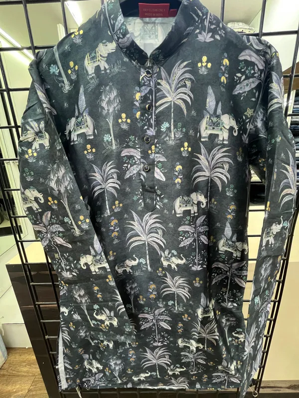 Mens_Voilet_Printed_Silk_Kurta
