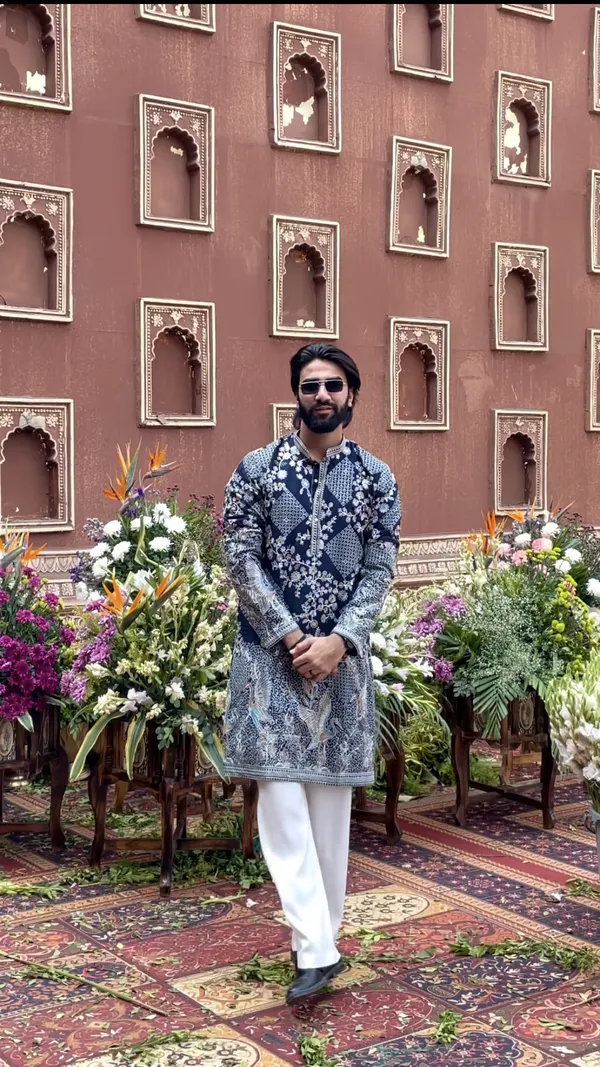 Blue_Georgette_Salwar_Kurta_For_Men