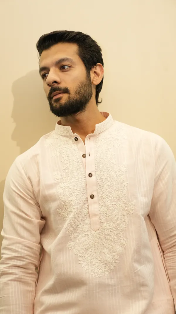 Light_Pink_Linen_Stripe_Neck_Embroidery_Kashmiri_Work_Kurta_Set