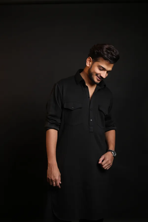 All_Stretch_Black_Pathani_Kurta