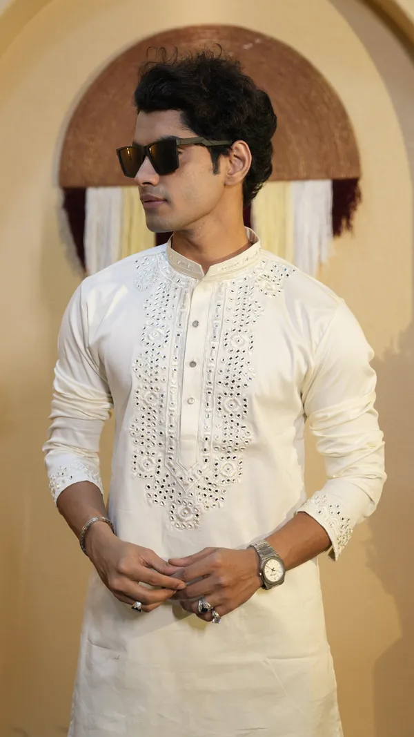 Off_White_Cotton_Satine_Mirror_Work_Heavy_Embroidery_Kurta__Set