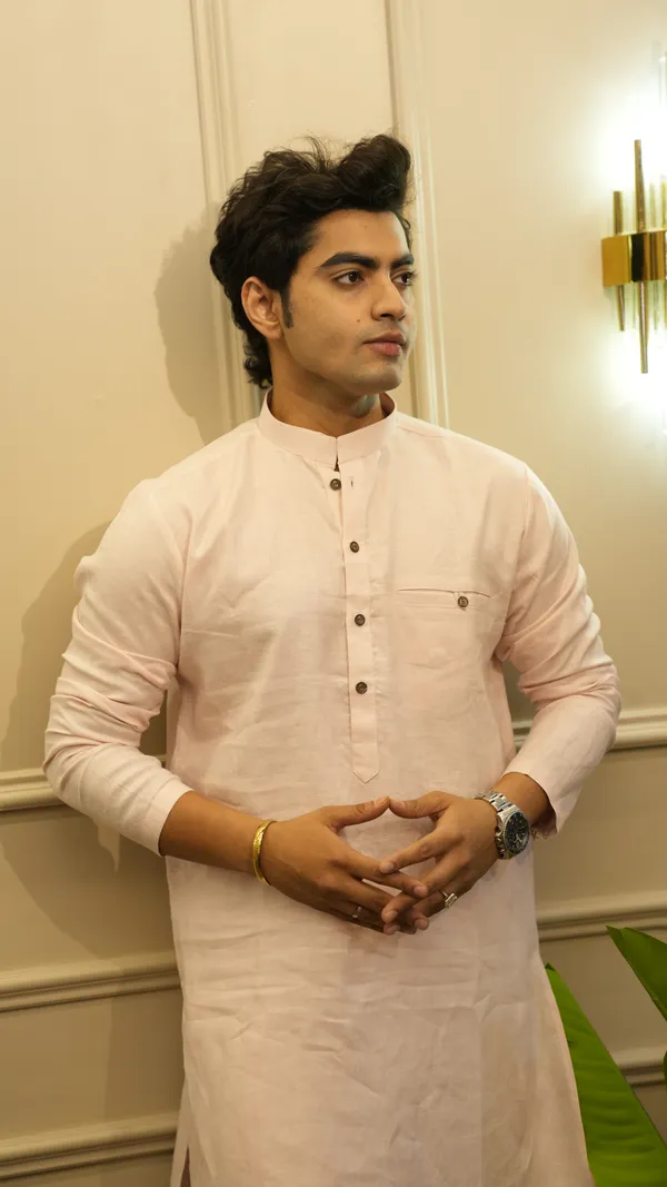 LIGHT_PINK__LINEN_SINGLE_POCKET_SIMPLE_&_ELEGENT_KURTA_SET