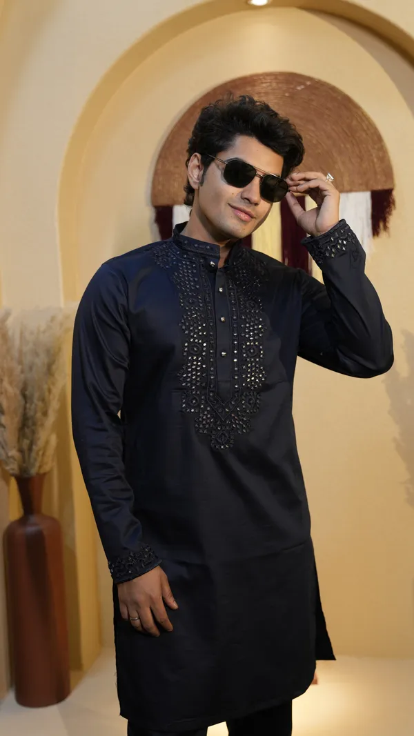 Navy_Blue_Cotton_Satine_Mirror_Work_Heavy_Embroidery__Kurta_Set