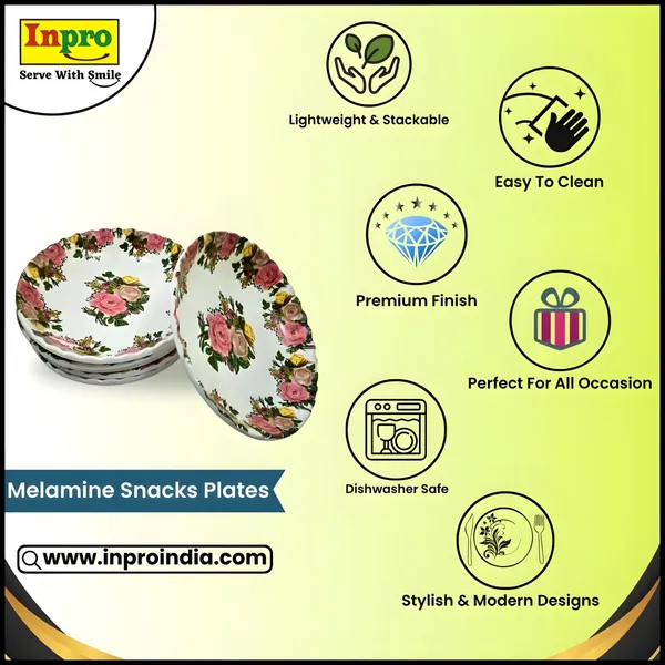 Multicolor_Melamine_Small_Quarter_Serving_Round_Plates_Set_Of_6_-_Ideal_For_Snacks_And_Meals