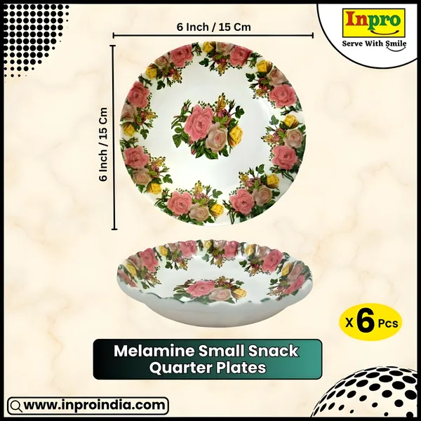 Multicolor_Melamine_Small_Quarter_Serving_Round_Plates_Set_Of_6_-_Ideal_For_Snacks_And_Meals