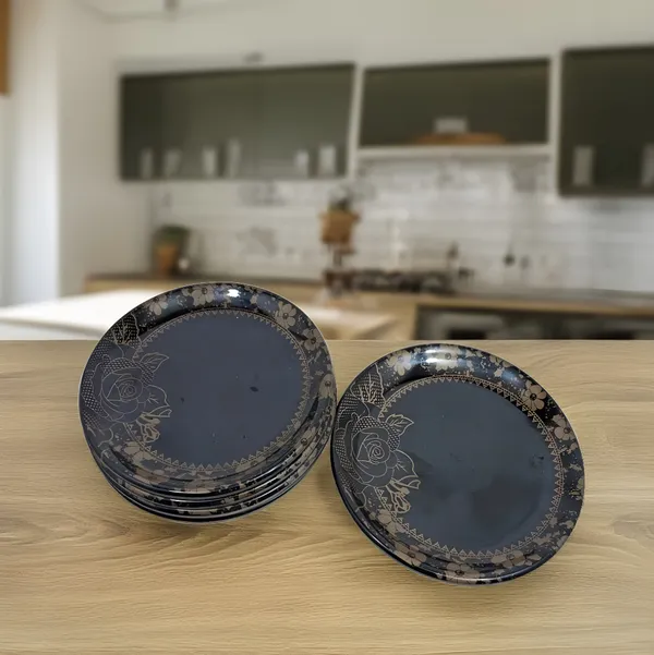 Black_Set_Of_6_Melamine_Snack_Plates-Perfect_Addition_To_Your_Kitchen_Utensils_And_Plate_Collection