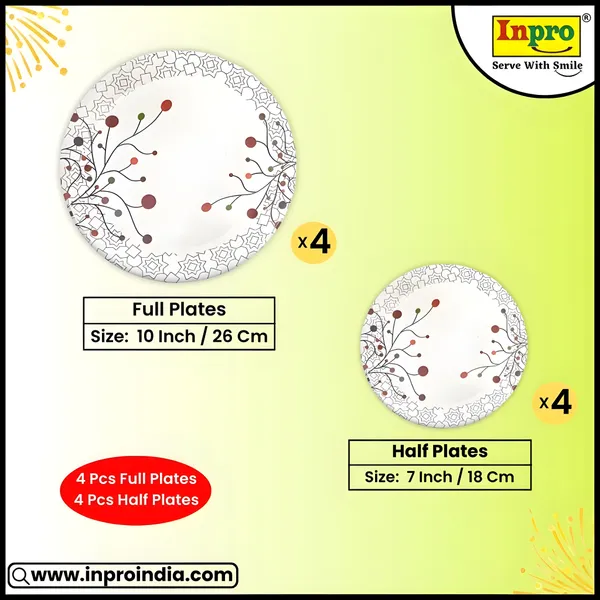 Multicolor_Melamine_Round_Dinner_Plate_Set_Of_8_(4_Full_&_4_Half)_-_Perfect_For_Snacks_And_Dinner_Parties