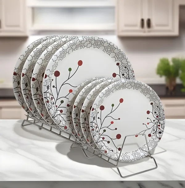 Multicolor_Melamine_Round_Dinner_Plate_Set_Of_8_(4_Full_&_4_Half)_-_Perfect_For_Snacks_And_Dinner_Parties