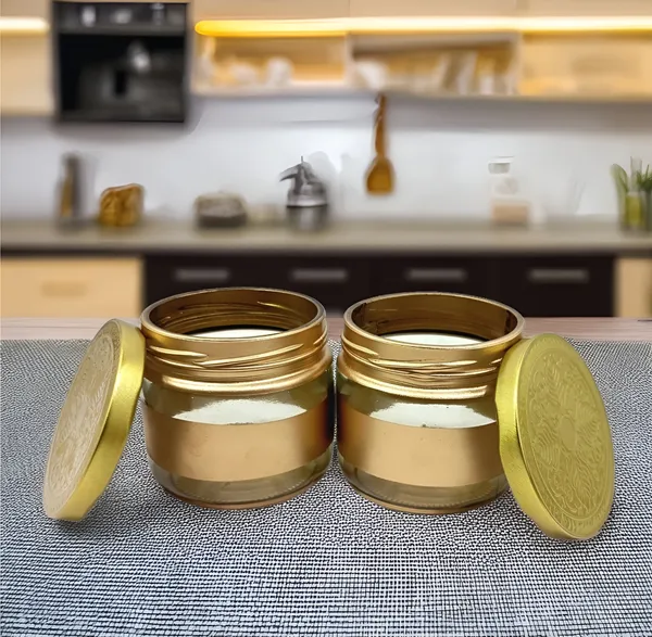 Golden_Small_350_Ml_Glass_Jar_With_Golden_Metal_Lid_(Pack_Of_2)_|_Airtight_Spice_&_Pickle_Storage_Jar