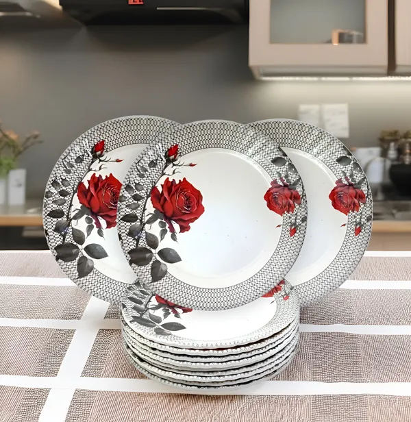 Multicolor_Serve_Snacks_In_Style_With_Melamine_Round_Half_Plates_Set_Of_12_-_Perfect_For_Dining