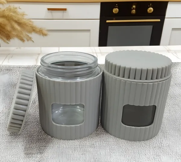 Grey_Compact_Glass_Storage_Jar_With_Lightweight_Polypropylene_Casing_(Pack_Of_2)_Airtight_And_Perfect_For_Portable_Food_Storage