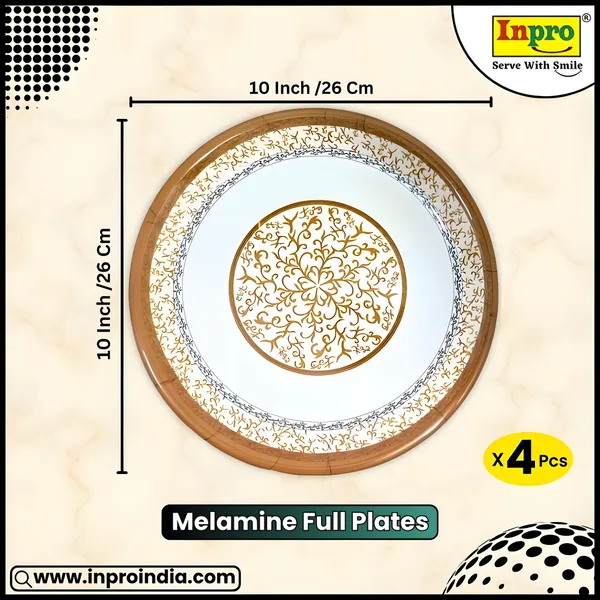 Multicolor_Melamine_Round_Dinner_Plate_Set_Of_4_For_Kitchen_Dinners,_Snacks_&_More