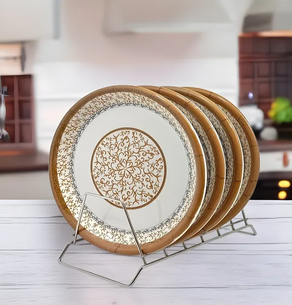 Multicolor_Melamine_Round_Dinner_Plate_Set_Of_4_For_Kitchen_Dinners,_Snacks_&_More