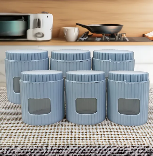 Navy_Blue_(Pack_Of_6)_Glass_Container_With_Polypropylene_Outer_Cover_Lightweight,_Durable,_And_Travel-Friendly