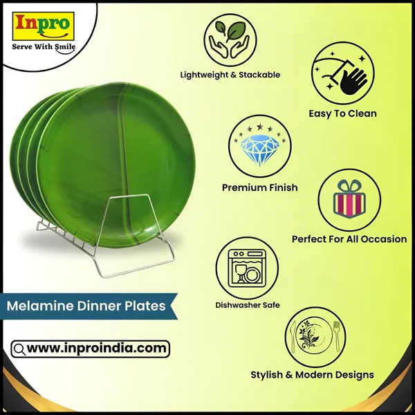 Green_Stylish_Melamine_Round_Dinner_Plate_Set_Of_4_-_Perfect_Plate_Set_For_Dining