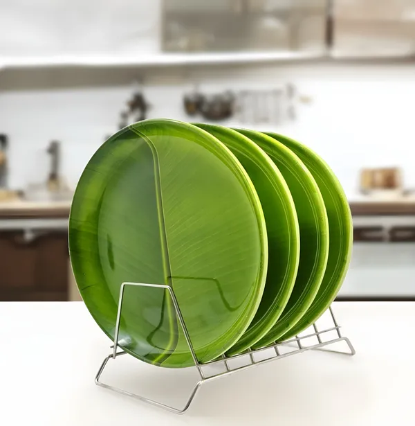 Green_Stylish_Melamine_Round_Dinner_Plate_Set_Of_4_-_Perfect_Plate_Set_For_Dining
