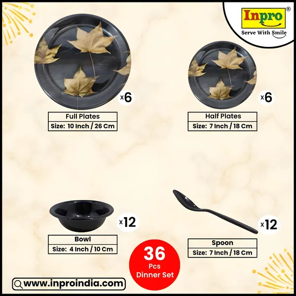 Black_Printed_36_Pcs_Melamine_Dinner_Set_Contains_6_Full_Plates,_6_Half_Plates,_12_Bowls_And_12_Spoons_|_Durable,_Stylish_&_Food-Grade