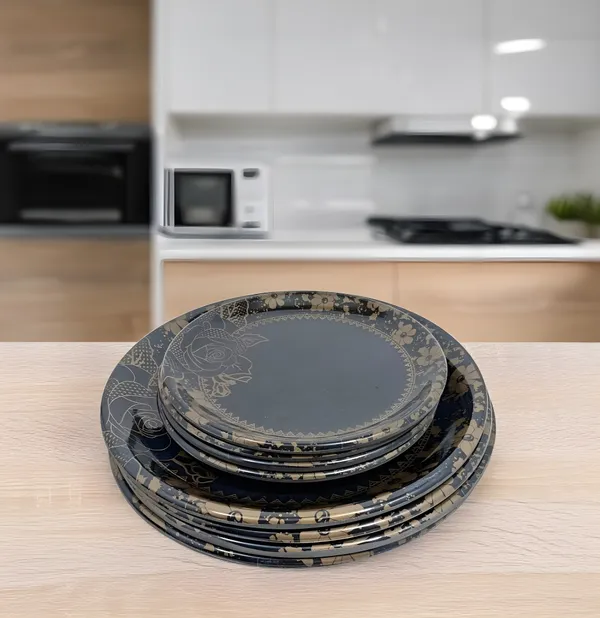 Black_12-Pcs_(6_Full_Plate_&_6_Half_Plate)_Melamine_Round_Floral_Dinner_Plates_Set_For_Kitchen