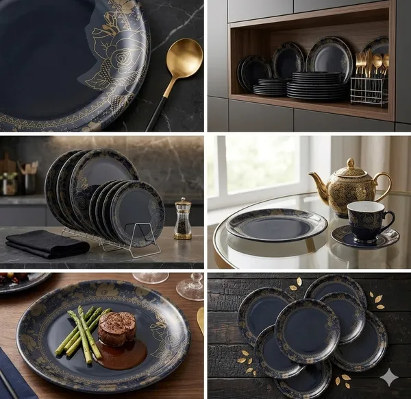 Black_12-Pcs_(6_Full_Plate_&_6_Half_Plate)_Melamine_Round_Floral_Dinner_Plates_Set_For_Kitchen