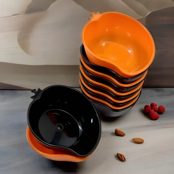 Multicolor_Plastic_Vegetable_Bowls_Set_Of_12_(6_Orange_&_6_Black)_Perfect_For_Snacks_And_Small_Parties
