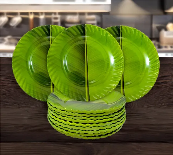 Green_Melamine_Serving_Half_Plates_Set_Of_12_-_Perfect_Addition_To_Your_Dinnerware_Collection