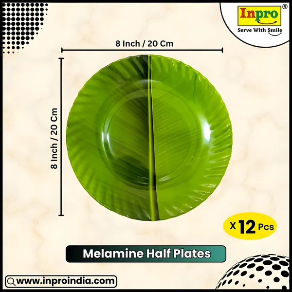 Green_Melamine_Serving_Half_Plates_Set_Of_12_-_Perfect_Addition_To_Your_Dinnerware_Collection
