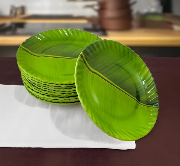 Green_Melamine_Serving_Half_Plates_Set_Of_12_-_Perfect_Addition_To_Your_Dinnerware_Collection