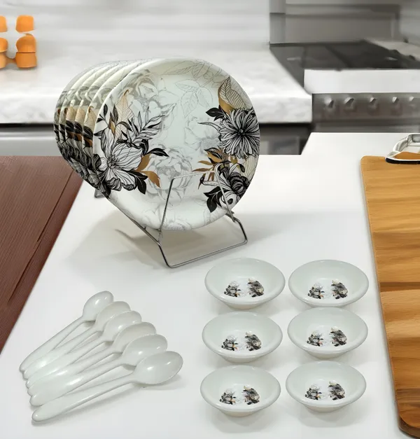 Multicolor_Modern_Design_Melamine_18_Pcs_Dinner_Set_Contains_6_Full_Plates,_6_Bowls_And_6_Spoons_|_Durable,_Stylish_Dinnerware_For_Home