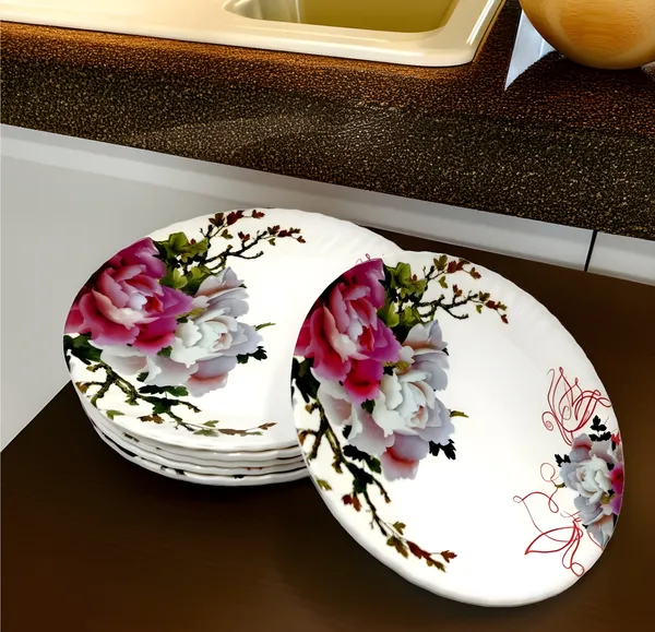 Multicolor_Melamine_Round_Half_Plates_Set_Of_6_-_Perfect_Addition_To_Your_Kitchen_Utensils_Collection