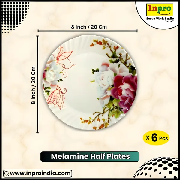 Multicolor_Melamine_Round_Half_Plates_Set_Of_6_-_Perfect_Addition_To_Your_Kitchen_Utensils_Collection