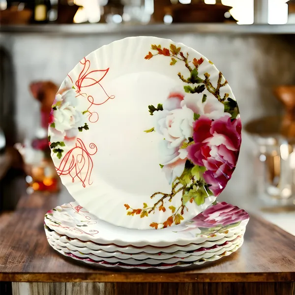 Multicolor_Melamine_Round_Half_Plates_Set_Of_6_-_Perfect_Addition_To_Your_Kitchen_Utensils_Collection