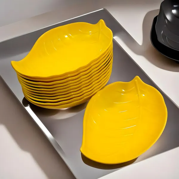 Yellow_Designer_Melamine_Snacks_Platters_Set_Of_12_-_Perfect_For_Dinner_Parties_And_Entertaining