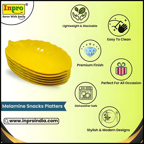 Yellow_Designer_Melamine_Snacks_Platters_Set_Of_12_-_Perfect_For_Dinner_Parties_And_Entertaining