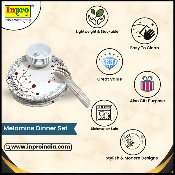 Multicolor_Glossy_Finish_18-Piece_Melamine_Dinner_Set_With_Trendy_Patterns_Contains_6_Full_Plates,_6_Bowls_And_6_Spoons