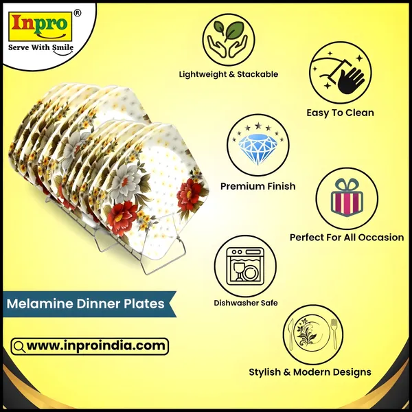 Multicolor_Melamine_Dinner_Plate_Set_Of_12_(6_Full_&_6_Half)_For_Kitchen_Dinners,_Snacks_&_More
