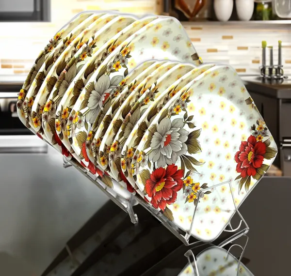 Multicolor_Melamine_Dinner_Plate_Set_Of_12_(6_Full_&_6_Half)_For_Kitchen_Dinners,_Snacks_&_More