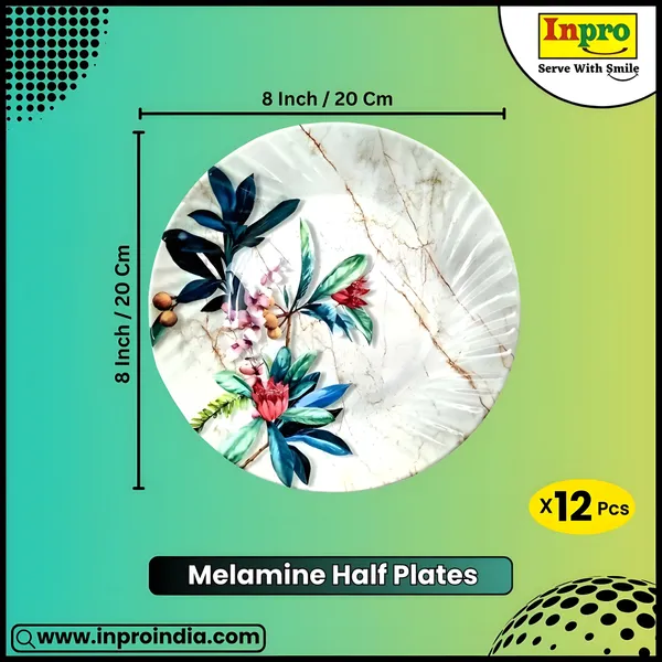 Multicolor_Melamine_Serving_Half_Plates_Set_Of_12_-_Perfect_Addition_To_Your_Dinnerware_Collection