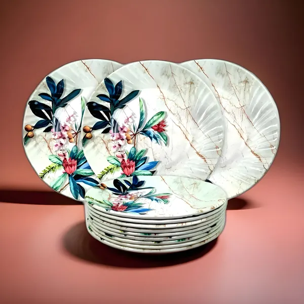 Multicolor_Melamine_Serving_Half_Plates_Set_Of_12_-_Perfect_Addition_To_Your_Dinnerware_Collection