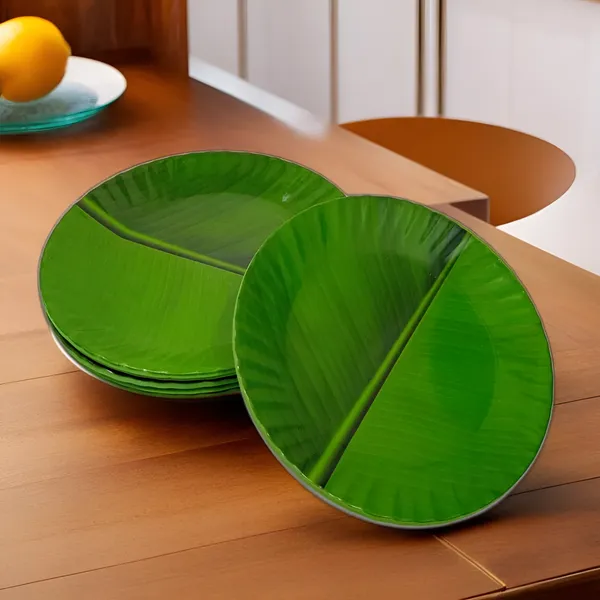 Green_Melamine_Round_Half_Plates_Set_Of_6_-_Perfect_For_Kitchen_And_Dining