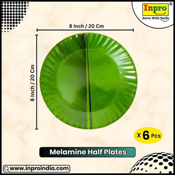 Green_Melamine_Round_Half_Plates_Set_Of_6_-_Perfect_For_Kitchen_And_Dining