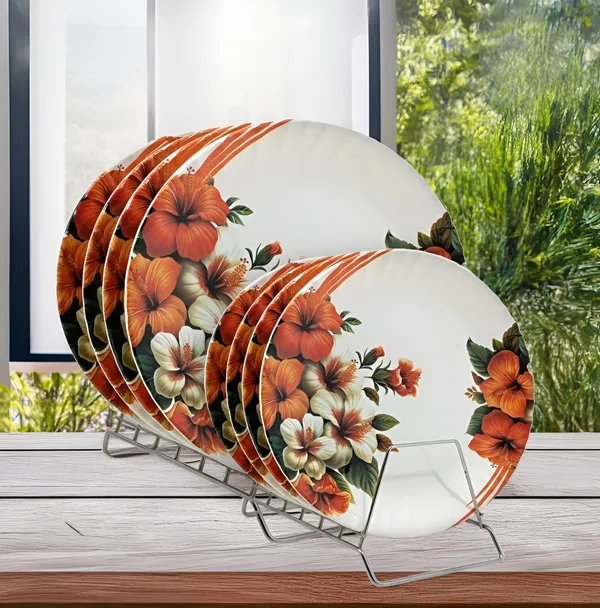 Multicolor_Set_Of_8_(4_Full_&_4_Half)_Melamine_Round_Plates_-_Perfect_For_Kitchen_And_Dining