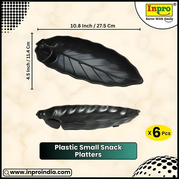 Black_Stylish_Plastic_Snacks_Platter_Set_Of_6_In_Black_Color-Perfect_For_Snacks_And_Dinner_Parties