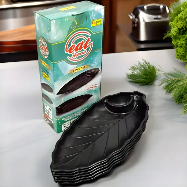 Black_Stylish_Plastic_Snacks_Platter_Set_Of_6_In_Black_Color-Perfect_For_Snacks_And_Dinner_Parties