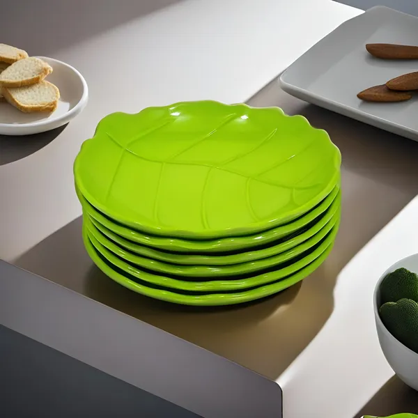 Green_Melamine_Small_Round_Designer_Snacks_Platters_Set_Of_6_-_Perfect_For_Snacks_&_Easy_To_Clean