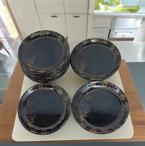 Black_Serve_Snacks_In_Style_With_Our_Melamine_Small_Round_Plate_Set_Of_12_-_Perfect_For_Dining