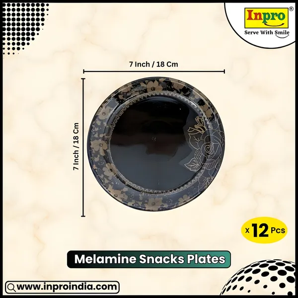 Black_Serve_Snacks_In_Style_With_Our_Melamine_Small_Round_Plate_Set_Of_12_-_Perfect_For_Dining