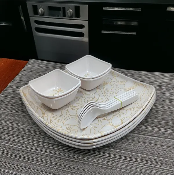Inpro_Melamine_Dinner_Set_for_Home_&_Hotel_(Pack_of_12_Pcs)|_Strong,_&_Stylish_Dinnerware_Contains_4_Full_Dinner_Plate,_4_bowls,_4_Spoons